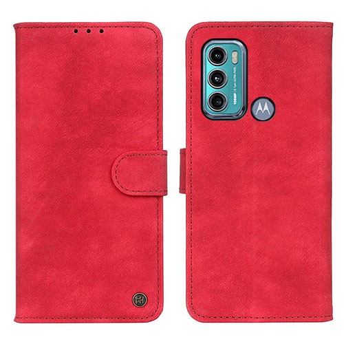 Leather Case Stands Flip Cover Holder N06P for Motorola Moto G60 Red