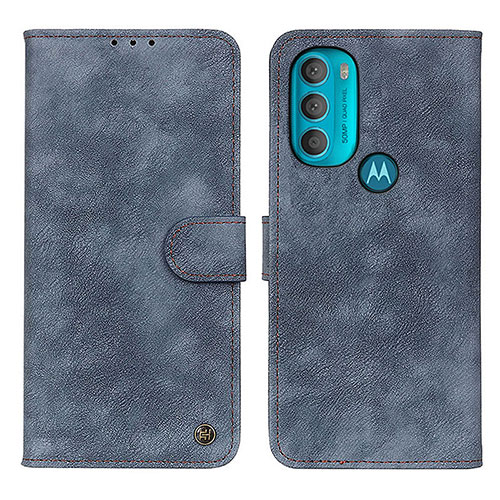 Leather Case Stands Flip Cover Holder N06P for Motorola Moto G71 5G Blue