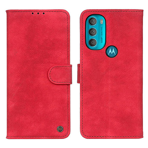 Leather Case Stands Flip Cover Holder N06P for Motorola Moto G71 5G Red