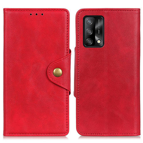 Leather Case Stands Flip Cover Holder N06P for Oppo A74 4G Red