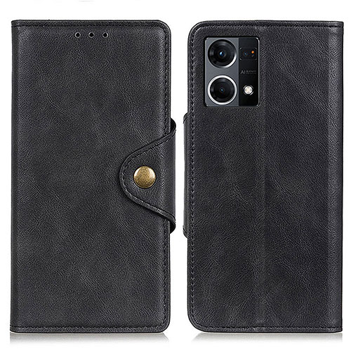 Leather Case Stands Flip Cover Holder N06P for Oppo Reno7 4G Black