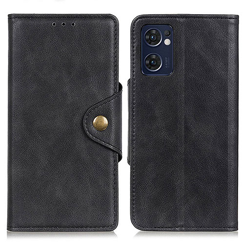 Leather Case Stands Flip Cover Holder N06P for Oppo Reno7 5G Black