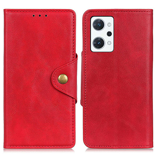 Leather Case Stands Flip Cover Holder N06P for Oppo Reno7 A Red