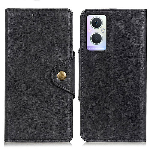 Leather Case Stands Flip Cover Holder N06P for Oppo Reno7 Lite 5G Black