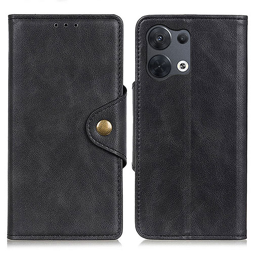 Leather Case Stands Flip Cover Holder N06P for Oppo Reno8 Pro 5G Black