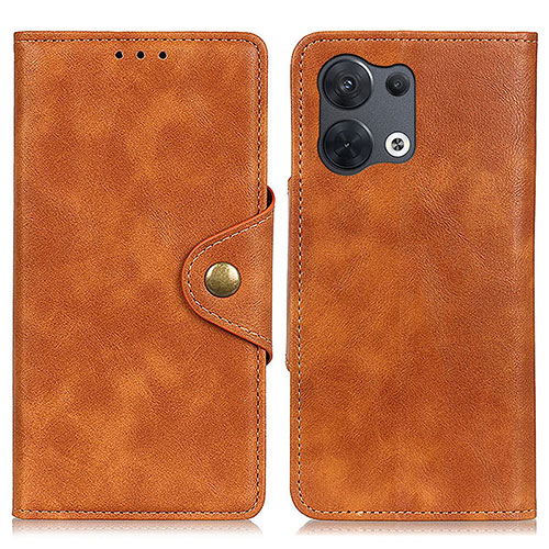 Leather Case Stands Flip Cover Holder N06P for Oppo Reno8 Pro 5G Brown