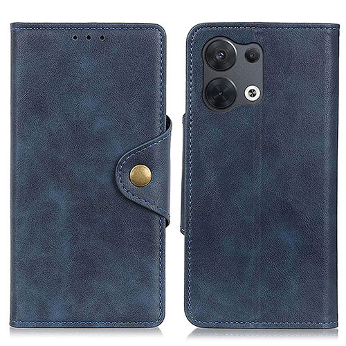 Leather Case Stands Flip Cover Holder N06P for Oppo Reno9 5G Blue