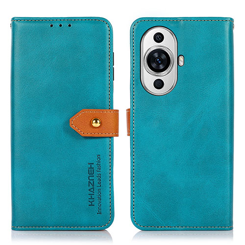 Leather Case Stands Flip Cover Holder N07P for Huawei Nova 11 Pro Cyan