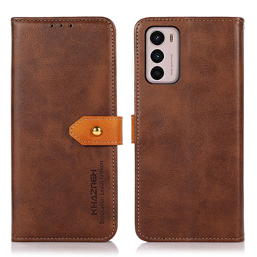 Leather Case Stands Flip Cover Holder N07P for Motorola Moto G42 Brown
