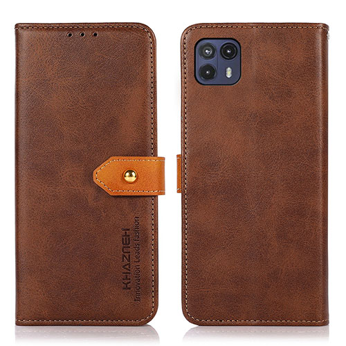 Leather Case Stands Flip Cover Holder N07P for Motorola Moto G50 5G Brown