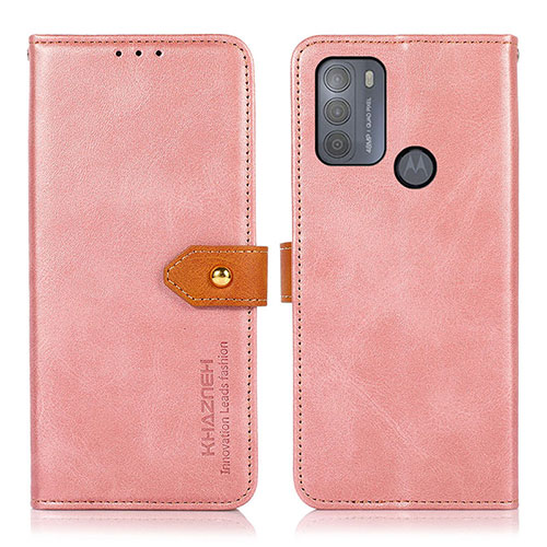 Leather Case Stands Flip Cover Holder N07P for Motorola Moto G50 Pink