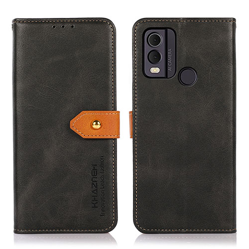Leather Case Stands Flip Cover Holder N07P for Nokia C22 Black