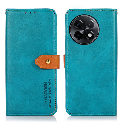 Leather Case Stands Flip Cover Holder N07P for OnePlus Ace 2 5G Cyan