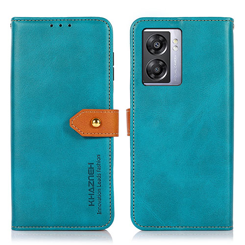 Leather Case Stands Flip Cover Holder N07P for OnePlus Nord N300 5G Cyan