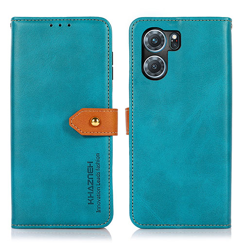 Leather Case Stands Flip Cover Holder N07P for Oppo K10 5G Cyan