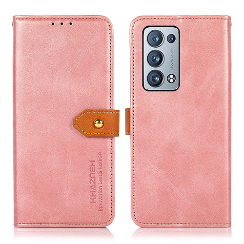Leather Case Stands Flip Cover Holder N07P for Oppo Reno6 Pro+ Plus 5G Pink