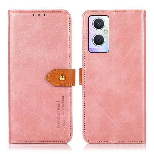 Leather Case Stands Flip Cover Holder N07P for Oppo Reno8 Z 5G Pink