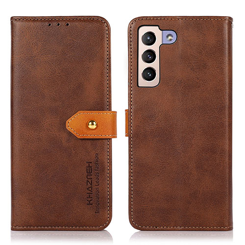 Leather Case Stands Flip Cover Holder N07P for Samsung Galaxy S22 Plus 5G Brown