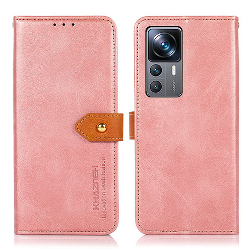 Leather Case Stands Flip Cover Holder N07P for Xiaomi Mi 12T Pro 5G Pink