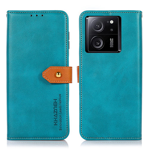 Leather Case Stands Flip Cover Holder N07P for Xiaomi Mi 13T 5G Cyan