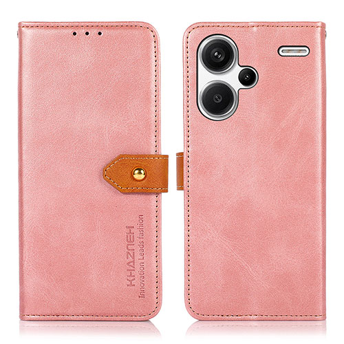 Leather Case Stands Flip Cover Holder N07P for Xiaomi Redmi Note 13 Pro+ Plus 5G Pink