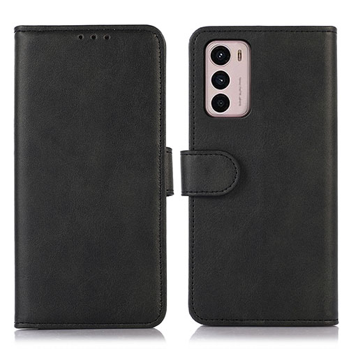 Leather Case Stands Flip Cover Holder N08P for Motorola Moto G42 Black