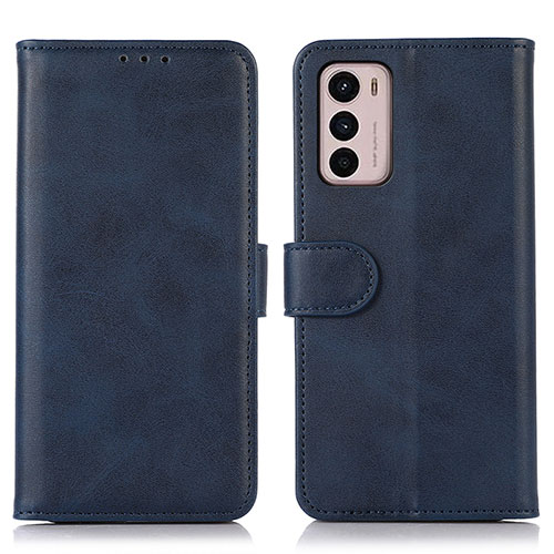Leather Case Stands Flip Cover Holder N08P for Motorola Moto G42 Blue