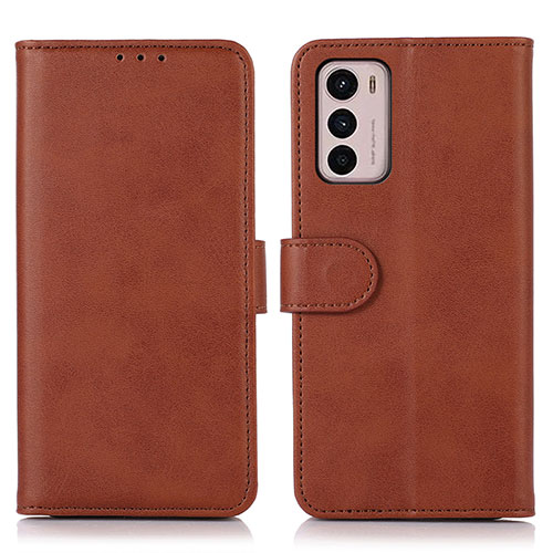 Leather Case Stands Flip Cover Holder N08P for Motorola Moto G42 Brown