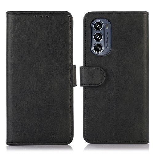 Leather Case Stands Flip Cover Holder N08P for Motorola Moto G62 5G Black