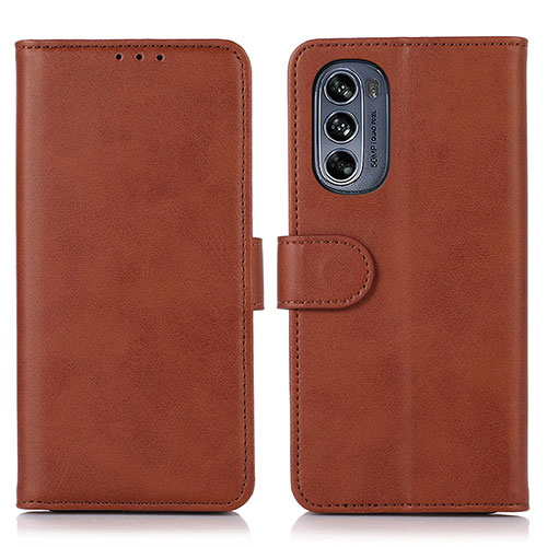 Leather Case Stands Flip Cover Holder N08P for Motorola Moto G62 5G Brown