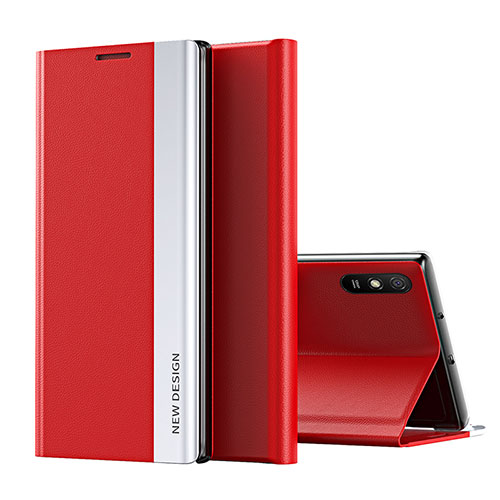 Leather Case Stands Flip Cover Holder Q01H for Xiaomi Redmi 9AT Red
