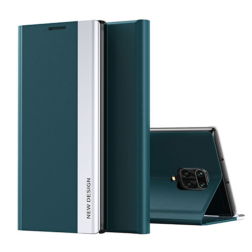 Leather Case Stands Flip Cover Holder Q01H for Xiaomi Redmi Note 9 Pro Green