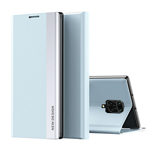 Leather Case Stands Flip Cover Holder Q01H for Xiaomi Redmi Note 9 Pro Sky Blue