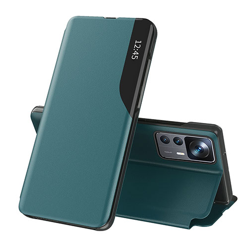 Leather Case Stands Flip Cover Holder Q02H for Xiaomi Mi 12T Pro 5G Green