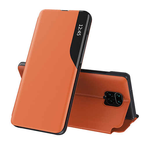 Leather Case Stands Flip Cover Holder Q02H for Xiaomi Redmi Note 9 Pro Orange