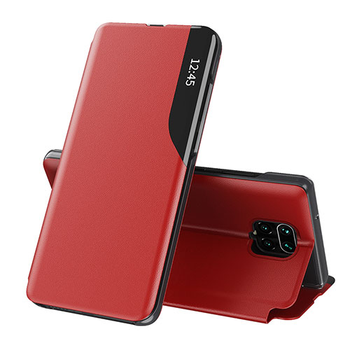 Leather Case Stands Flip Cover Holder Q02H for Xiaomi Redmi Note 9 Pro Red
