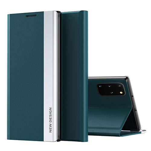 Leather Case Stands Flip Cover Holder QH1 for Samsung Galaxy S20 Plus 5G Green