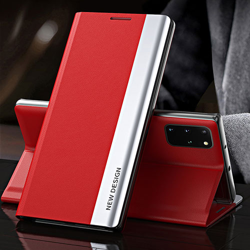 Leather Case Stands Flip Cover Holder QH2 for Samsung Galaxy S20 Plus 5G Red