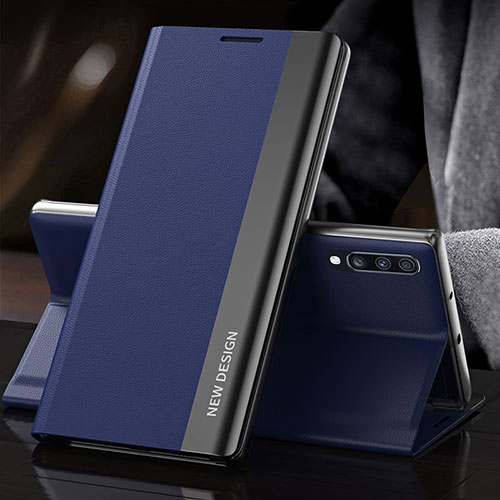 Leather Case Stands Flip Cover Holder QH3 for Samsung Galaxy A70S Blue