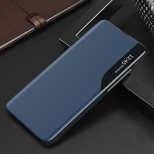 Leather Case Stands Flip Cover Holder QH3 for Samsung Galaxy M30s Blue