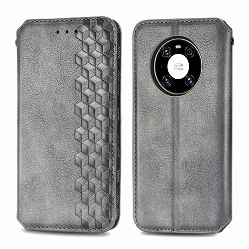 Leather Case Stands Flip Cover Holder S01D for Huawei Mate 40 Pro Gray