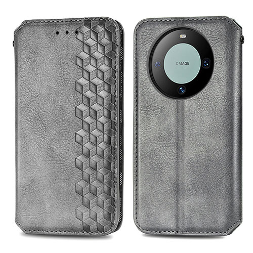 Leather Case Stands Flip Cover Holder S01D for Huawei Mate 60 Pro+ Plus Gray