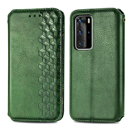 Leather Case Stands Flip Cover Holder S01D for Huawei P40 Pro Green