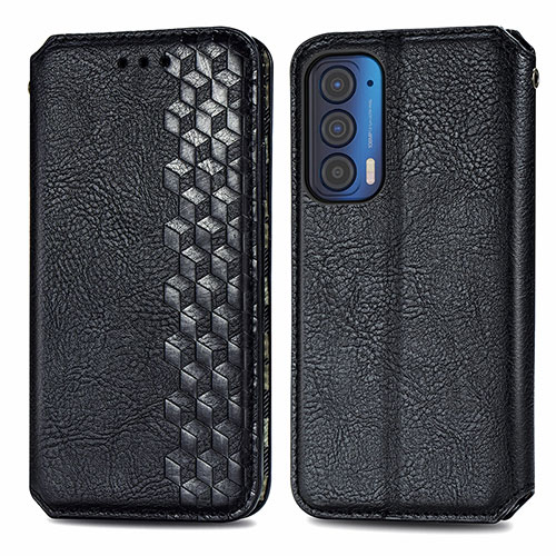 Leather Case Stands Flip Cover Holder S01D for Motorola Moto Edge (2021) 5G Black