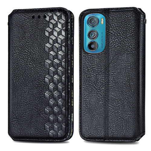 Leather Case Stands Flip Cover Holder S01D for Motorola Moto Edge 30 5G Black
