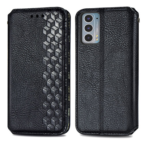 Leather Case Stands Flip Cover Holder S01D for Motorola Moto Edge Lite 5G Black