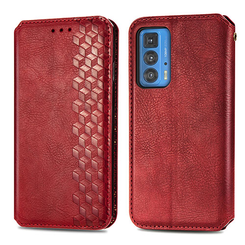 Leather Case Stands Flip Cover Holder S01D for Motorola Moto Edge S Pro 5G Red