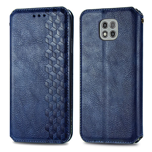 Leather Case Stands Flip Cover Holder S01D for Motorola Moto G Power (2021) Blue