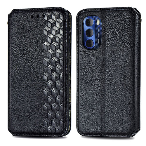 Leather Case Stands Flip Cover Holder S01D for Motorola Moto G Stylus (2022) 5G Black