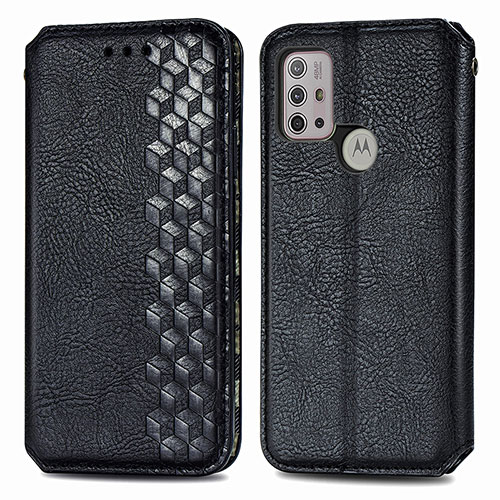 Leather Case Stands Flip Cover Holder S01D for Motorola Moto G10 Black